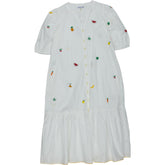 Pink City Prints White Embroidered Dress XS