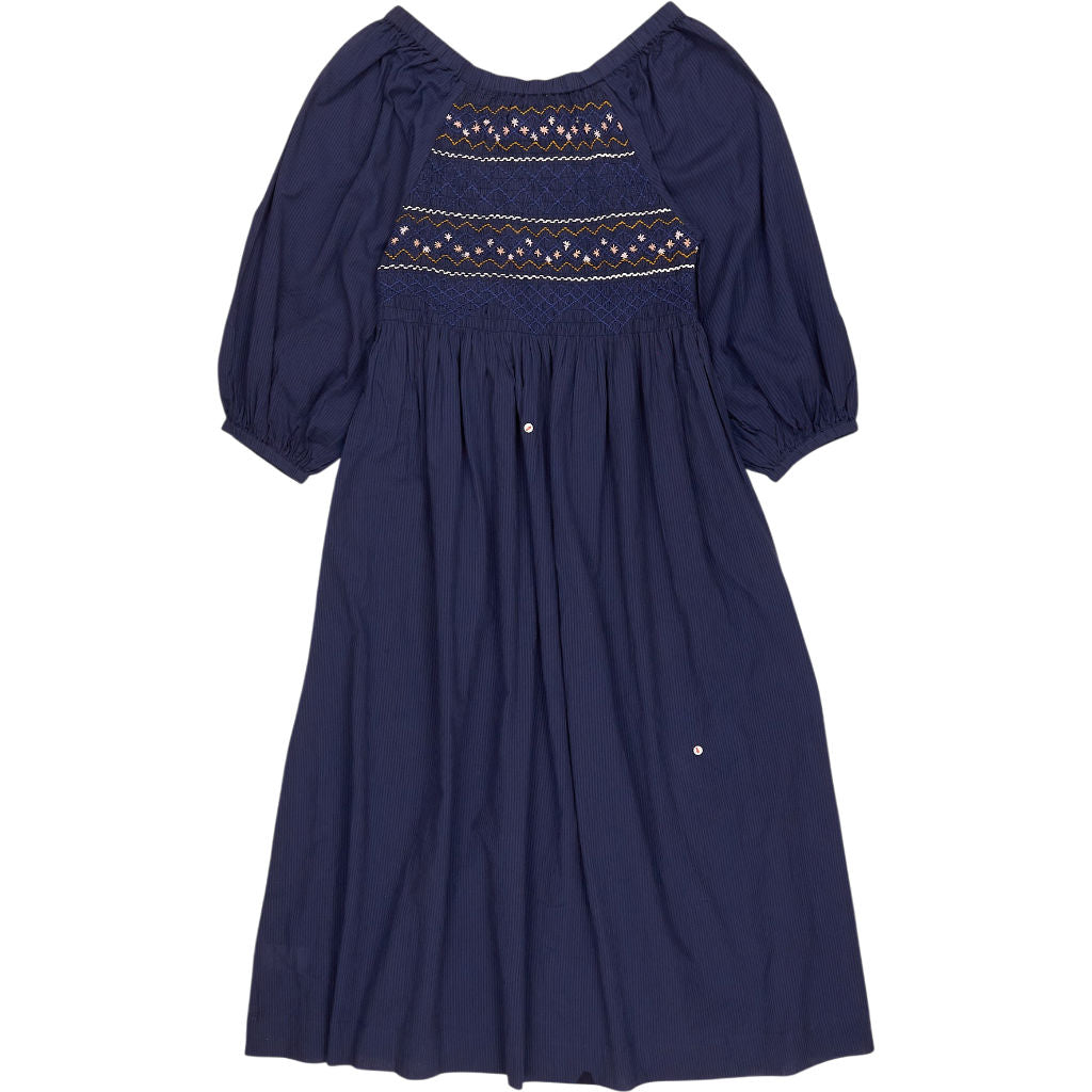 Bonte Navy Midnight Blue Luna Embroidered Dress