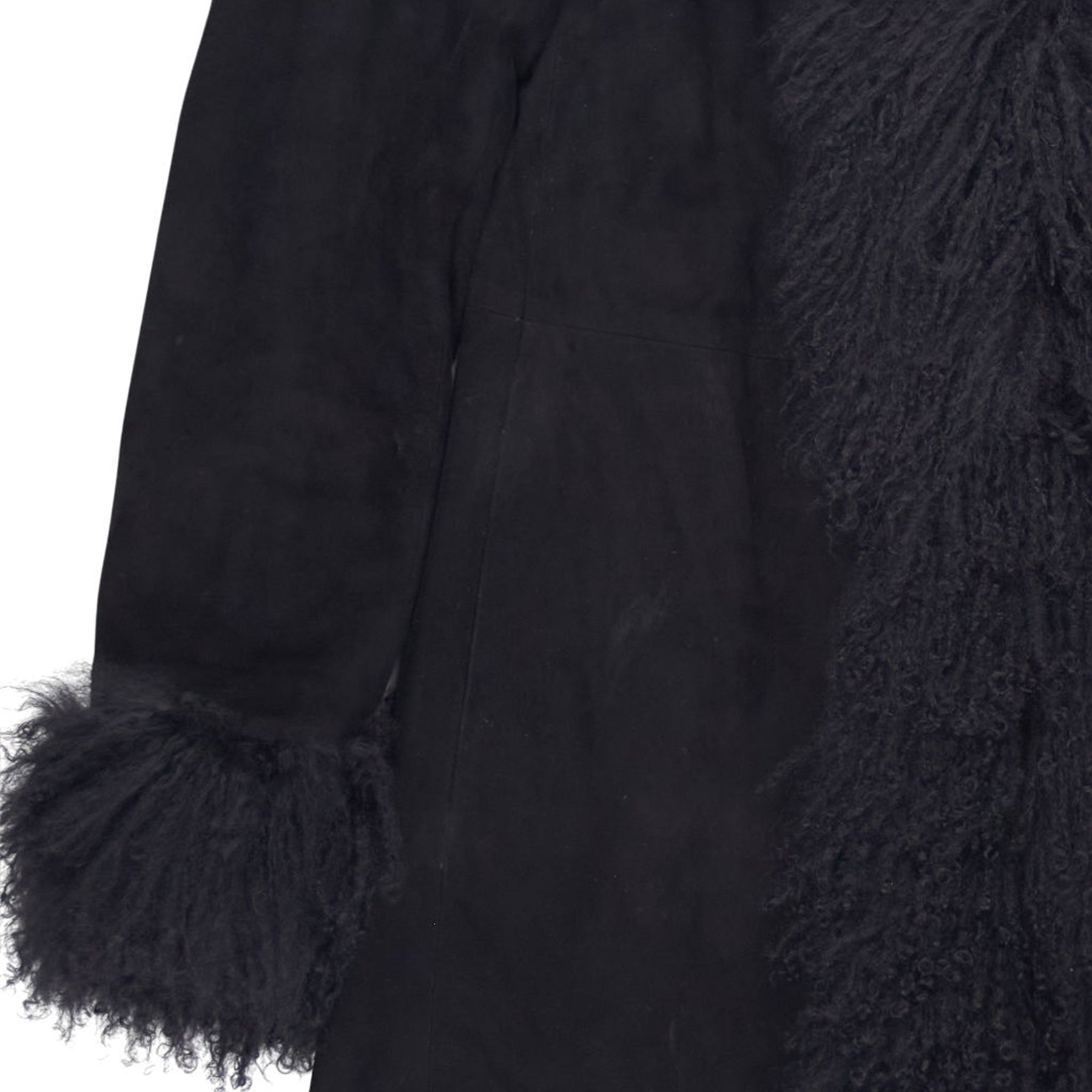 Joseph Black Sheepskin Coat with Fur Trim