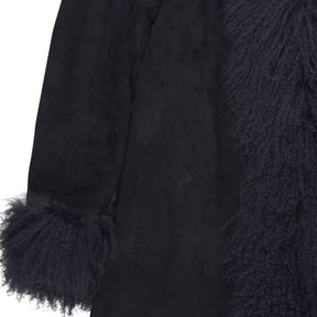 Joseph Black Sheepskin Coat with Fur Trim