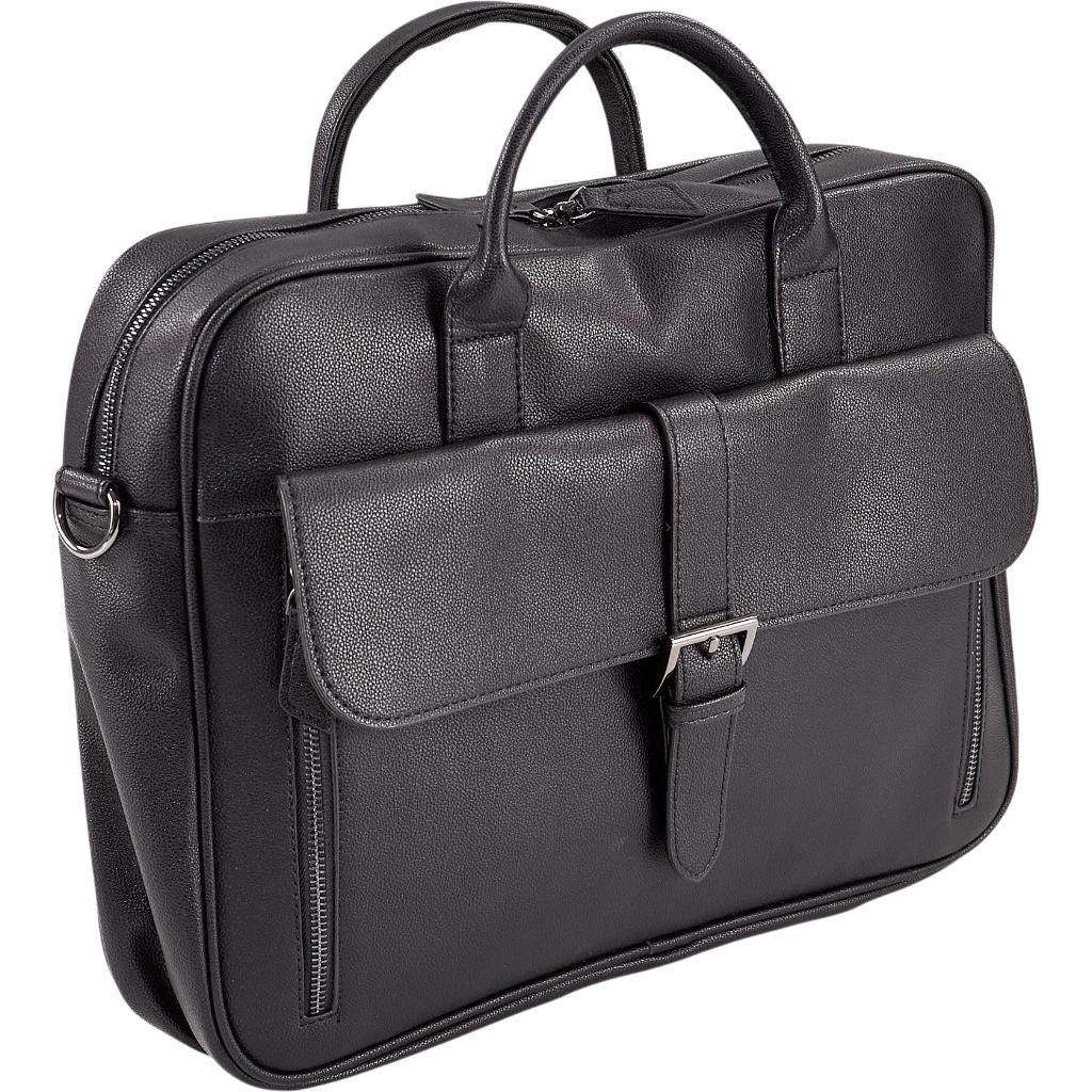 Black Leather Laptop Briefcase