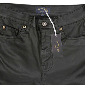 Wyse Bottle Green Audrey Coated Jeans