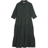 NRBY Green Crinkle Cotton Shirt Dress