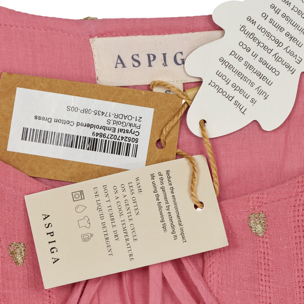 Aspiga Pink Embroidered Cotton Dress
