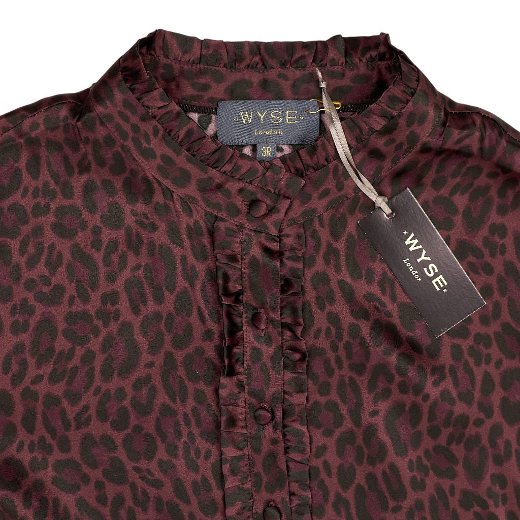 WYSE Deep Fig Leopard Fabienne Silk Dress