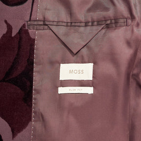 Moss Plum Floral Flocked Velvet Jacket Slim Fit