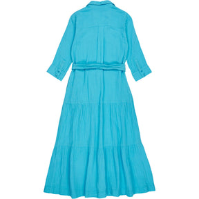 NRBY Blue Crinkle Cotton Shirt Dress