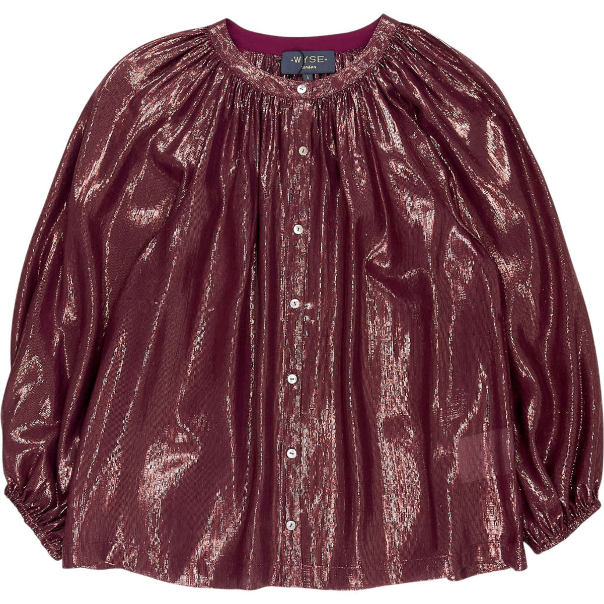 WYSE  Plum Silk Lurex Blouse