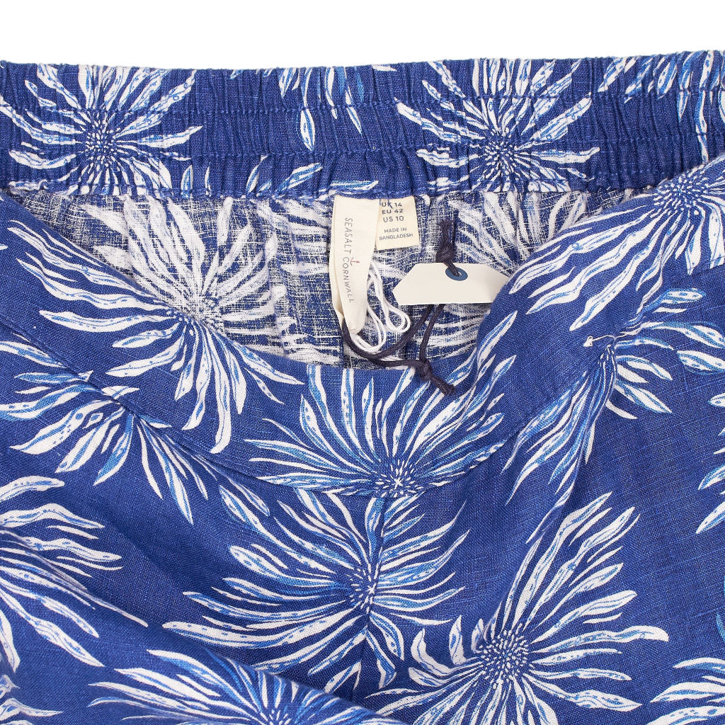 Seasalt Cornwall Blue Floral Linen Trousers