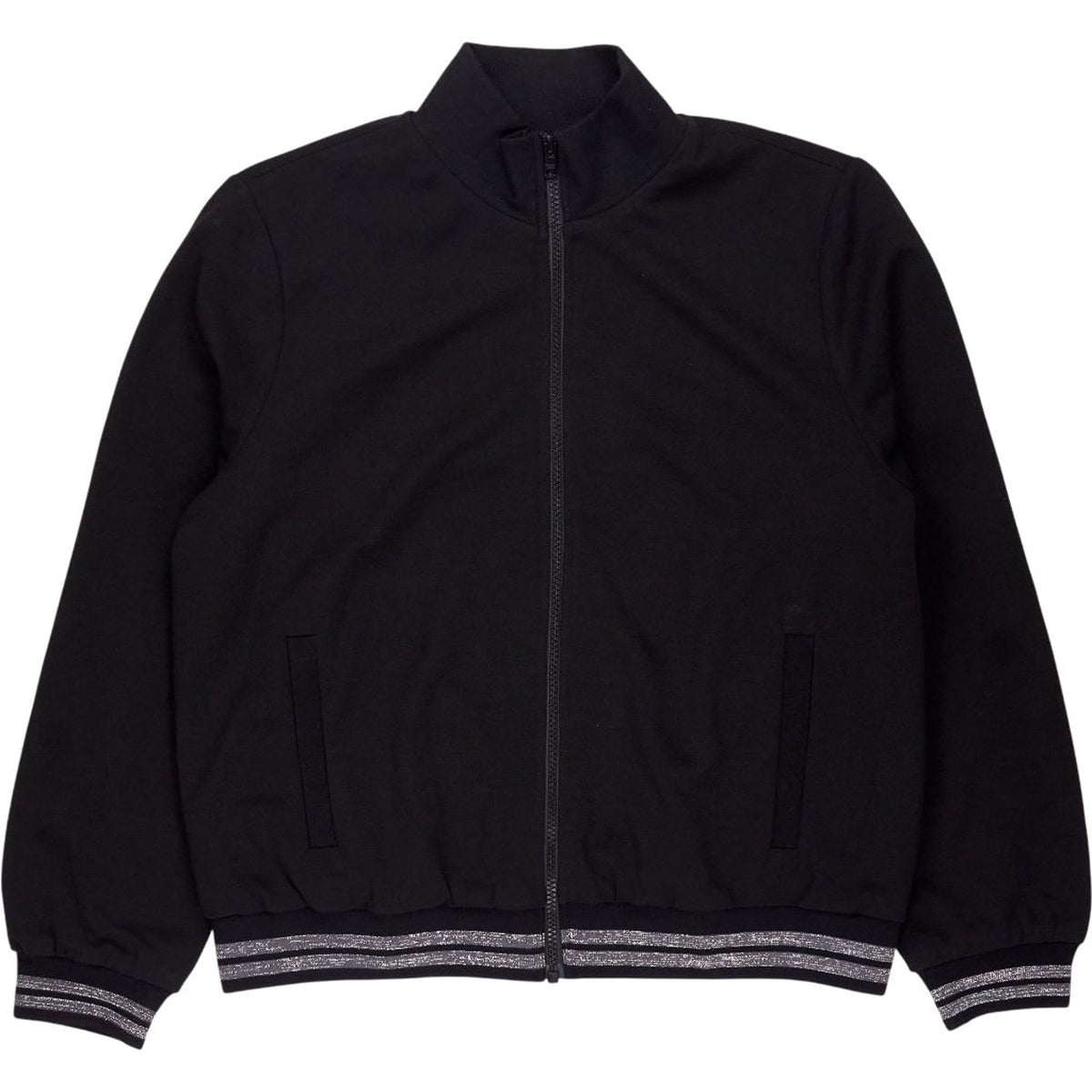 Hush Black Silver Sporty Jersey Jacket