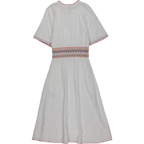 Kirei White Embroidered Midi Dress