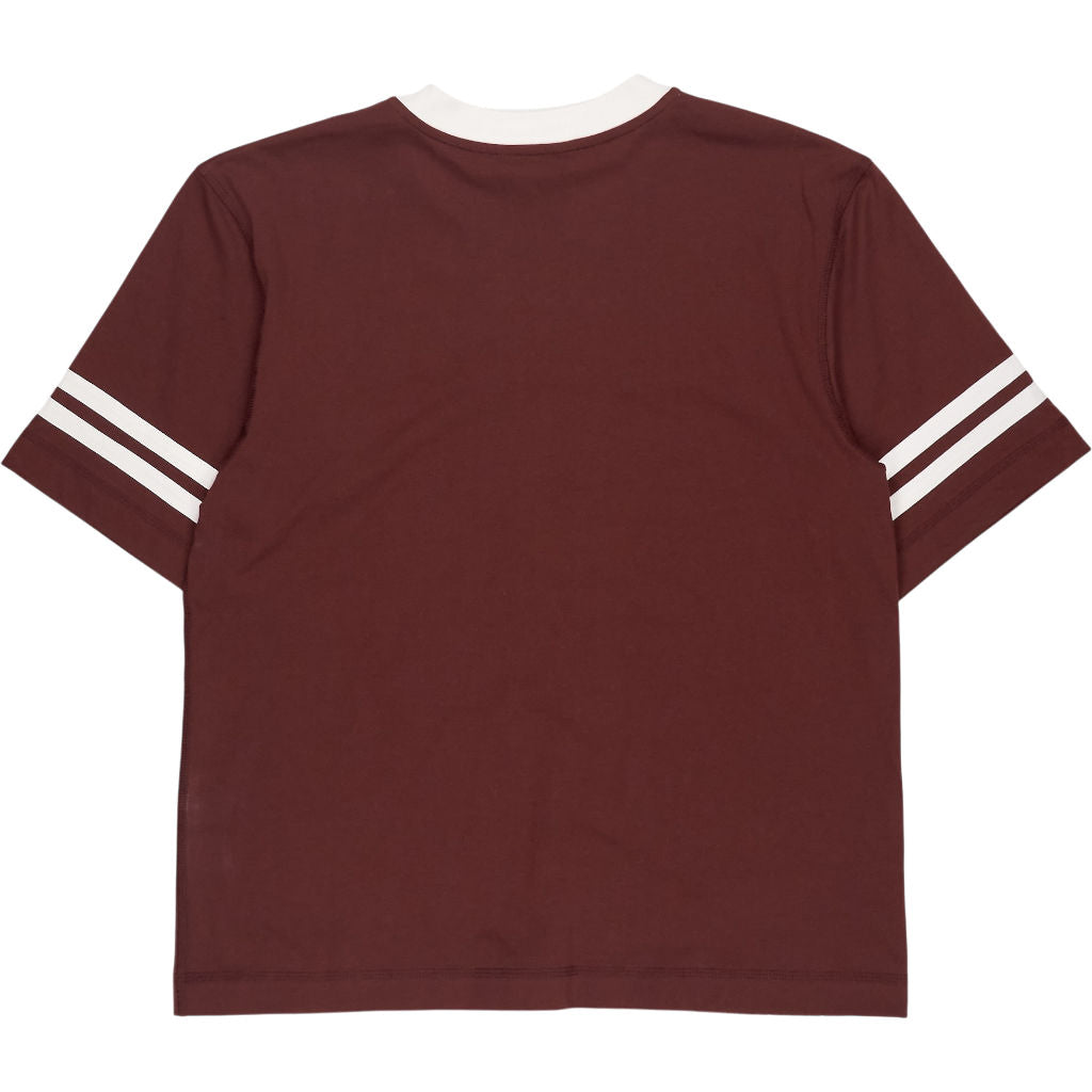 Hush Burgundy V-Neck Mesh T-Shirt