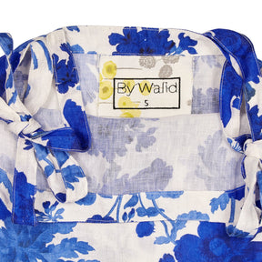By Walid Blue Floral Linen Top