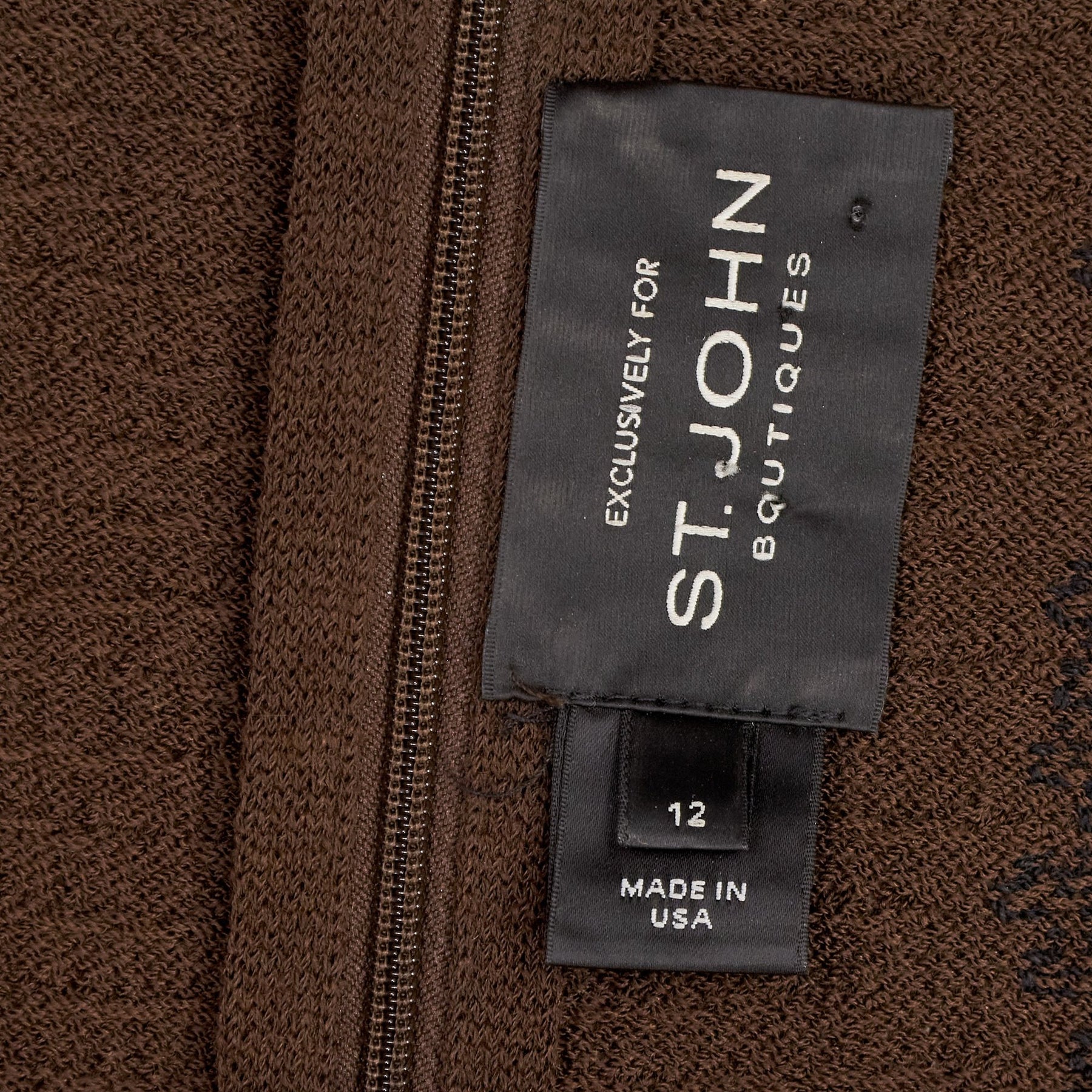 St. John Black Brown Intarsia Knit Dress