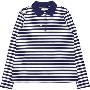 Lands' End Navy White Stripe Polo Shirt