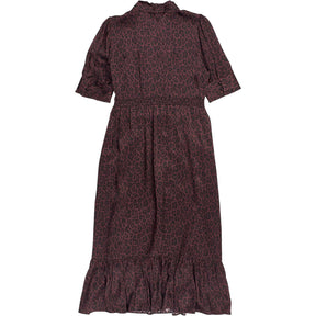 WYSE Deep Fig Leopard Fabienne Silk Dress