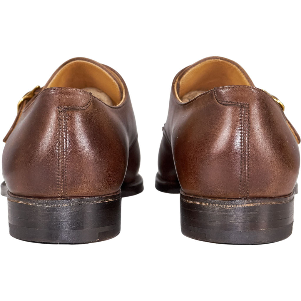 Crockett & Jones Brown Leather Monk Strap Shoes