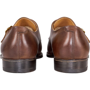 Crockett & Jones Brown Leather Monk Strap Shoes