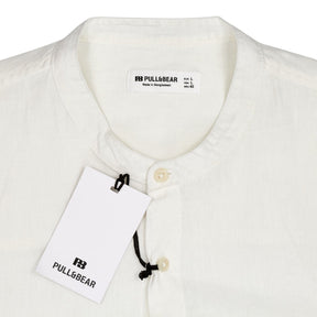 Pull & Bear White Linen-Cotton Shirt