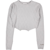SRVC Grey Overturned Long Sleeve Crop Knit