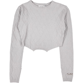 SRVC Grey Overturned Long Sleeve Crop Knit