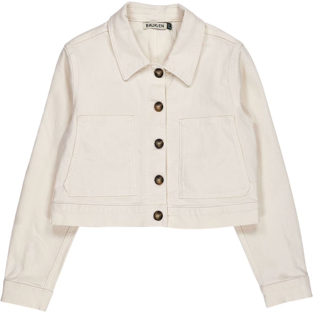 Baukjen Soft White Kristi Cropped Denim Jacket