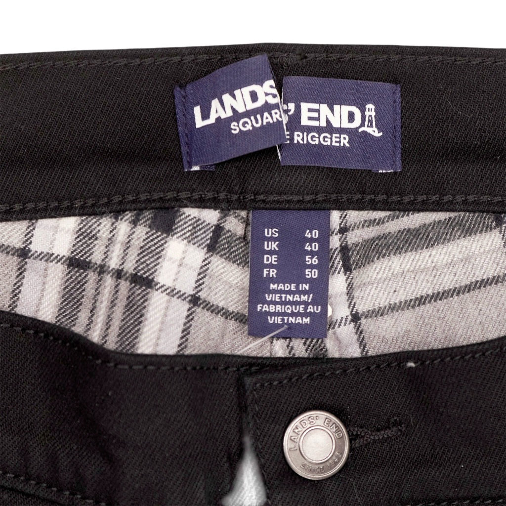 Lands' End Black Cotton Square Rigger Jeans