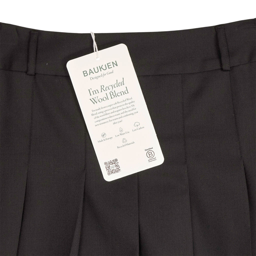 Baukjen Black Wool Blend Pleated Midi Skirt