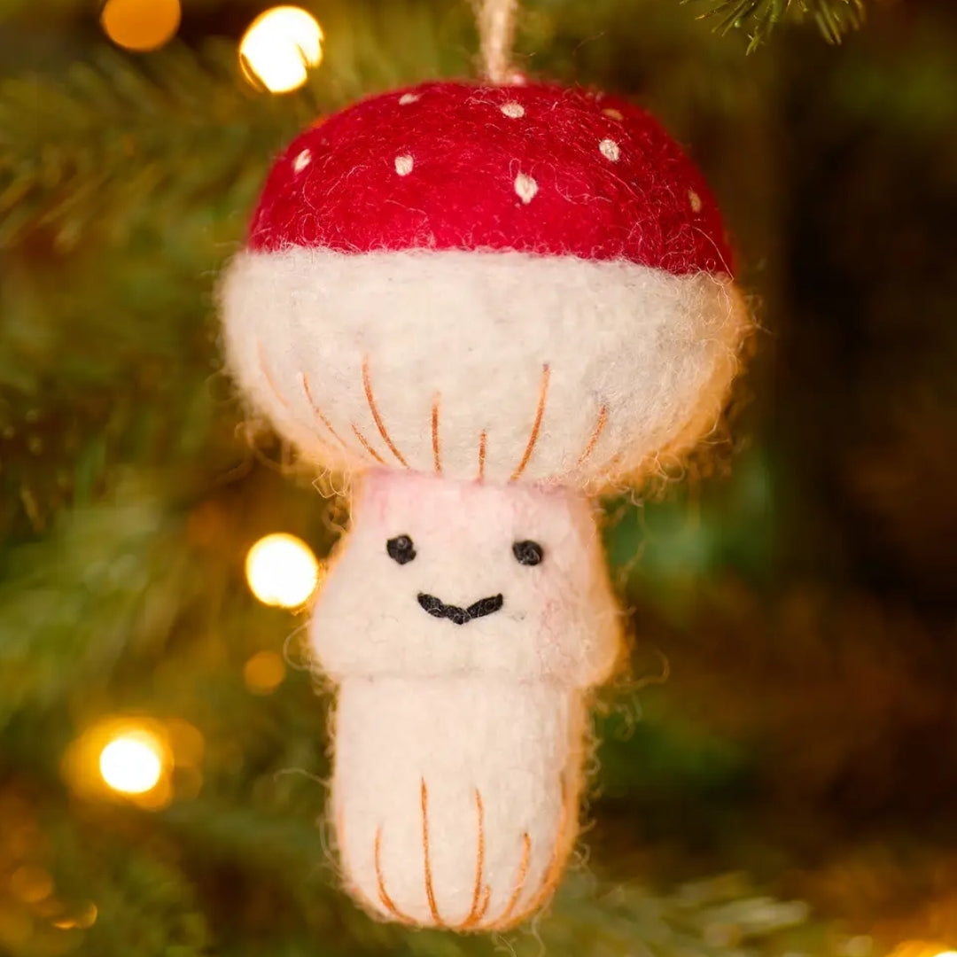 Handmade Embroidered Felt Mushroom Decoration