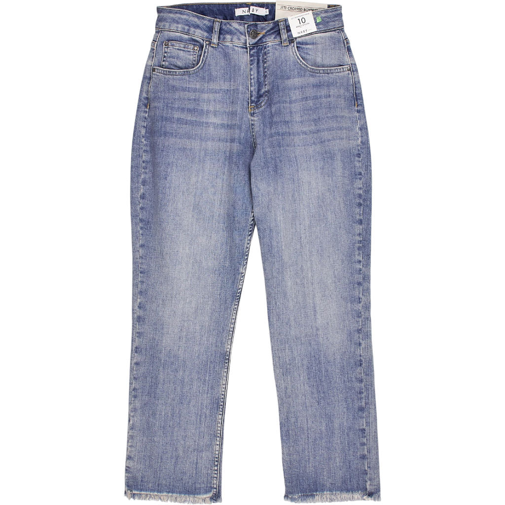 NRBY Blue Mid Rise Jett Cropped Boyfriend Jeans