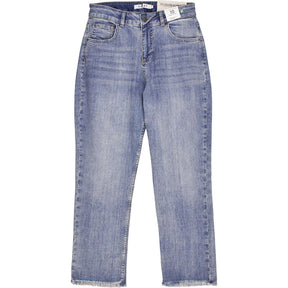NRBY Blue Mid Rise Jett Cropped Boyfriend Jeans