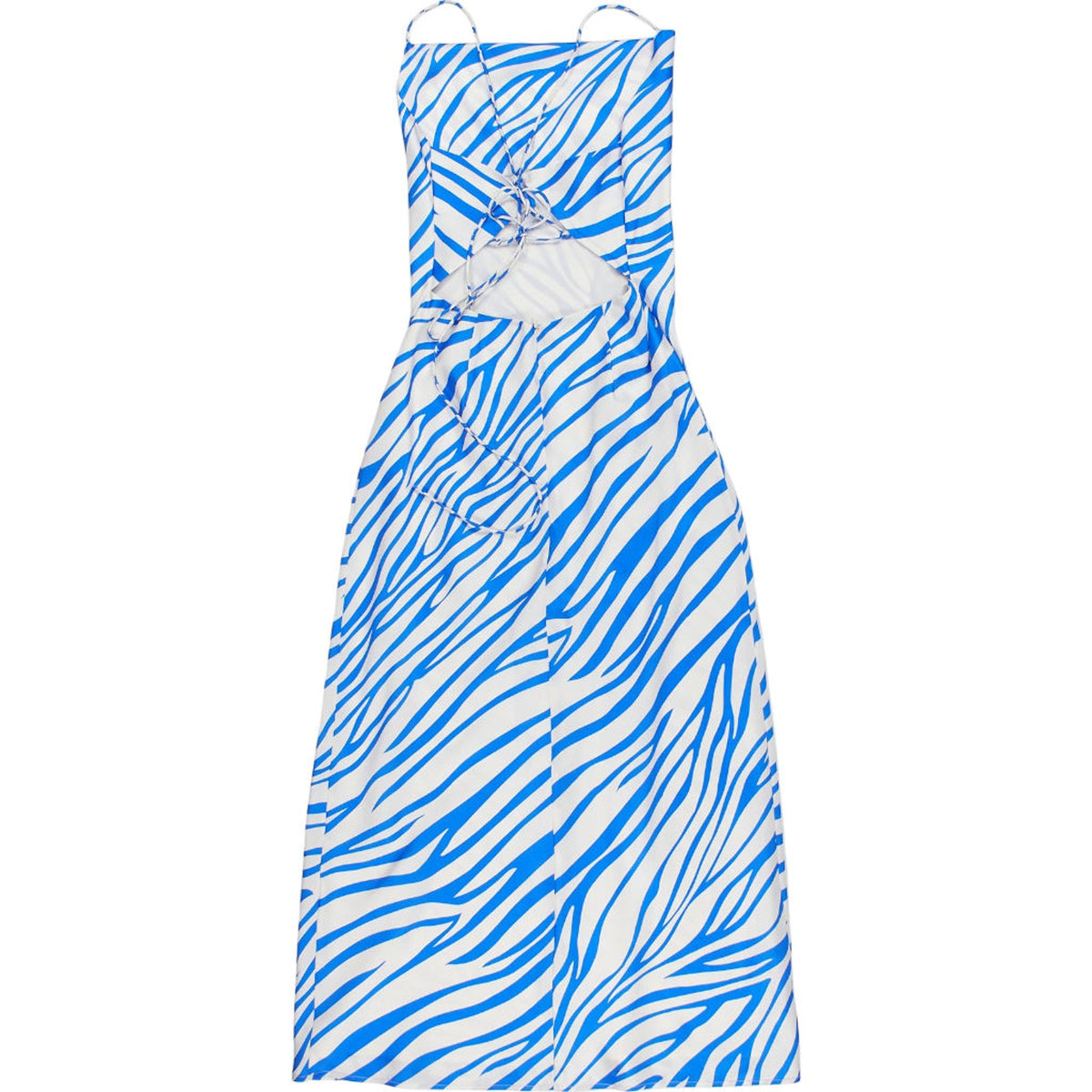 Omnes Blue Zebra Print Cut-Out Midi Dress