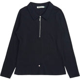 Baukjen Black Long Sleeve Zip Ribbed Top