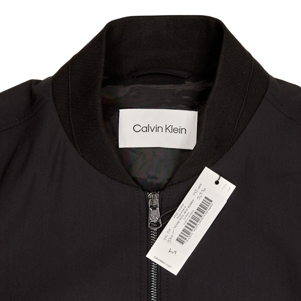 Calvin Klein Black Techno Wool Bomber Jacket