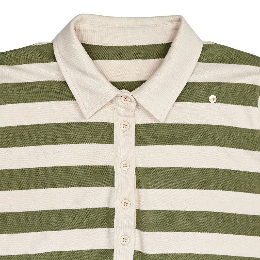 Baukjen Green Stripe Long Sleeve Polo Shirt