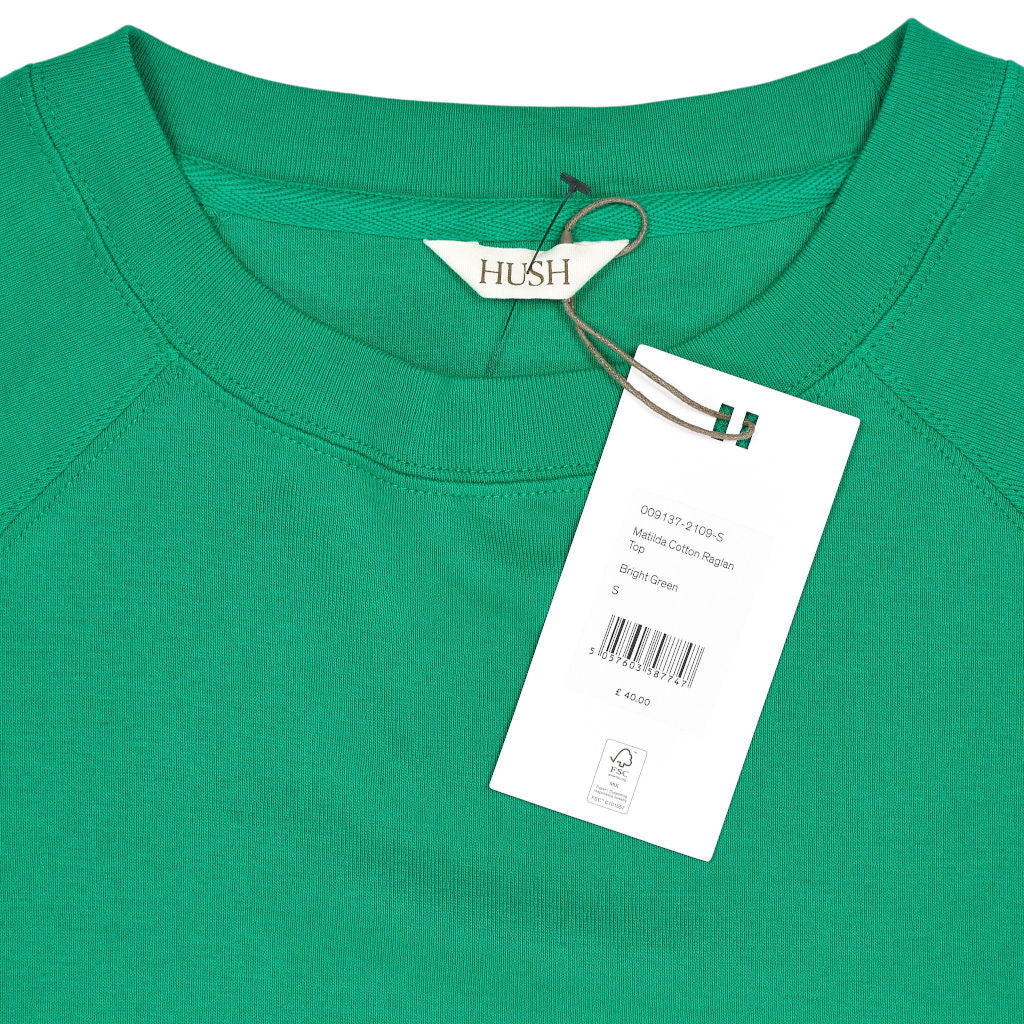 Hush Green Matilda Cotton Raglan Top