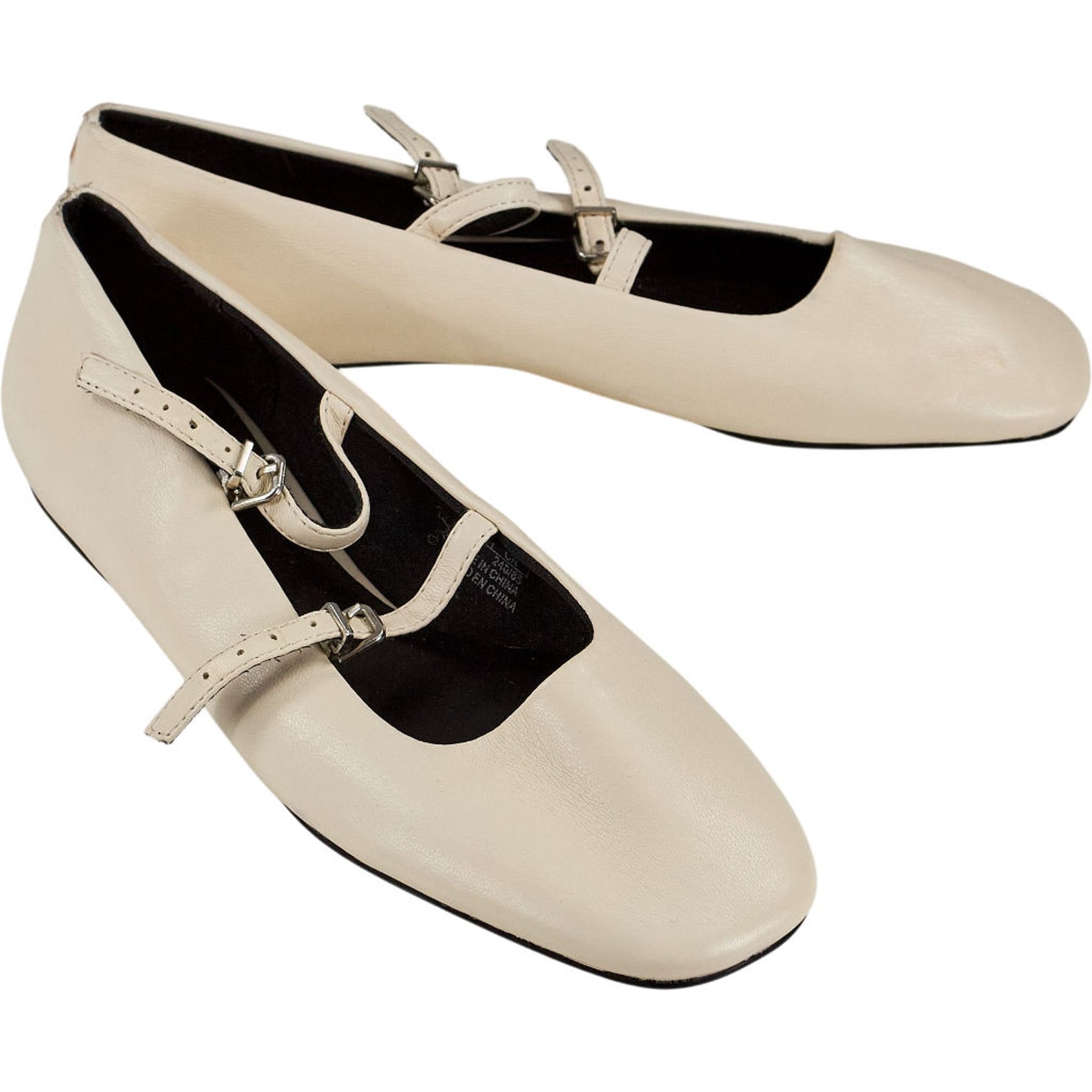 Pull & Bear Cream Double Strap Flats