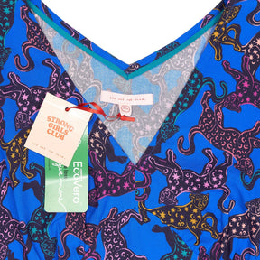 Strong Girls Club Blue Leopards Dancing Print Dress