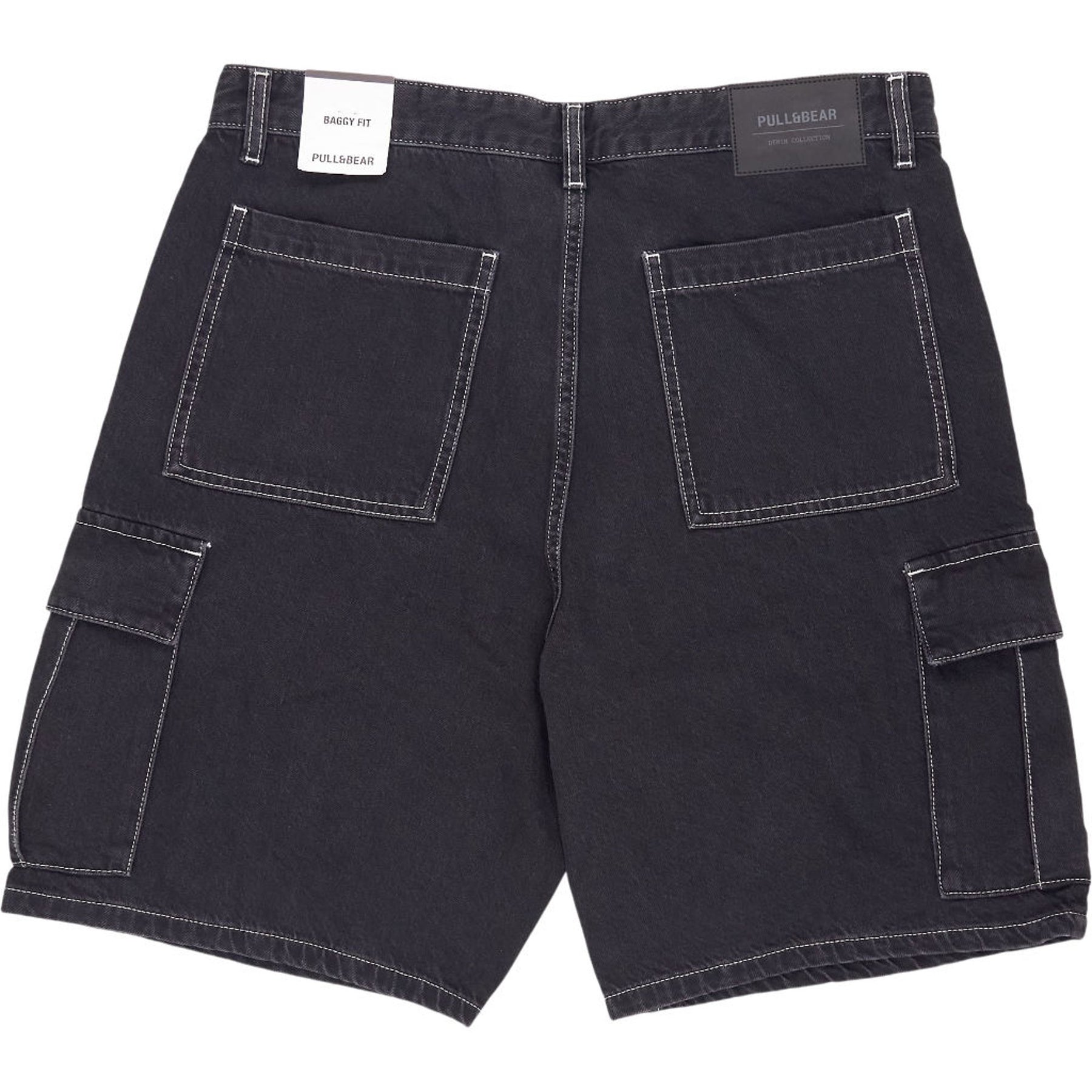 Pull & Bear Black Baggy Cargo Shorts