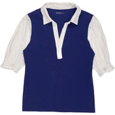 NRBY Blue White Collared Top