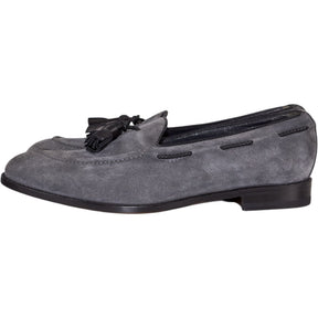 Manolo Blahnik Grey Suede Tassel Loafers
