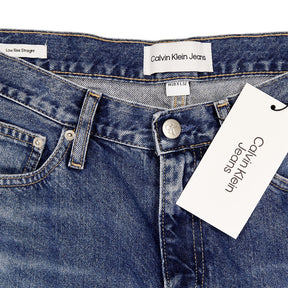 Calvin Klein Blue Distressed Low Rise Straight Jeans
