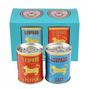 Tin Salt and Pepper Shakers - leopard design