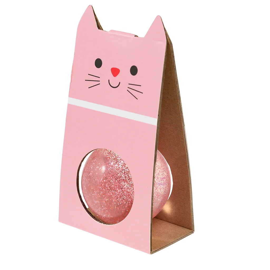Glitter bouncy ball - Pink Cat
