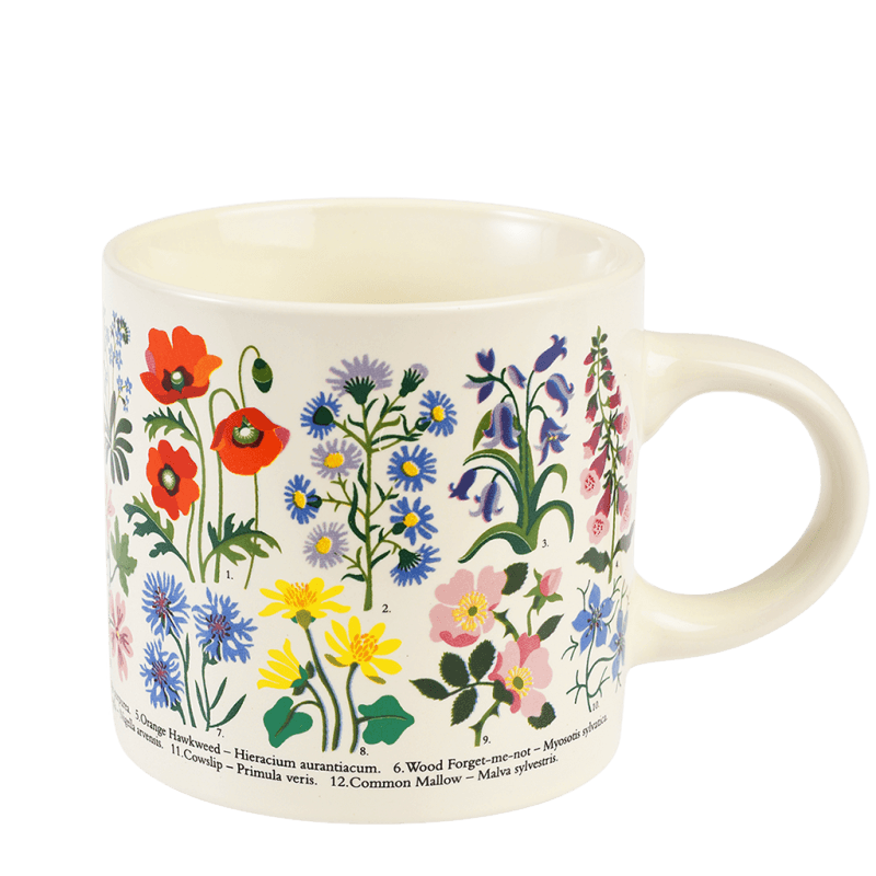 Vintage-Style Ceramic Mug - Wild Flowers