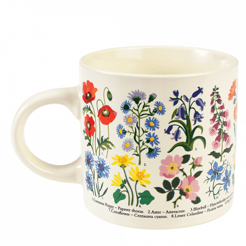 Vintage-Style Ceramic Mug - Wild Flowers