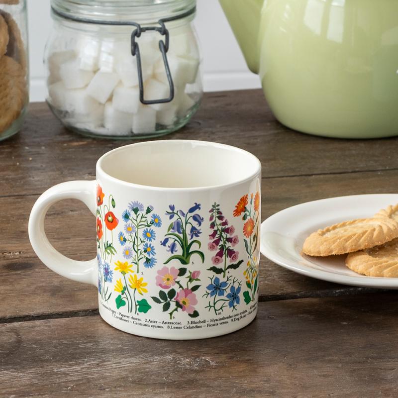 Vintage-Style Ceramic Mug - Wild Flowers