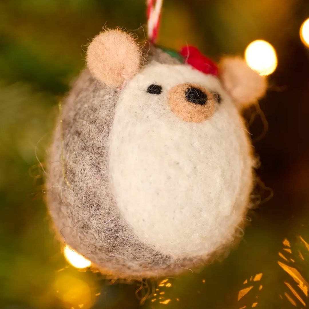 Handmade Embroidered Felt Hedgehog Decoration