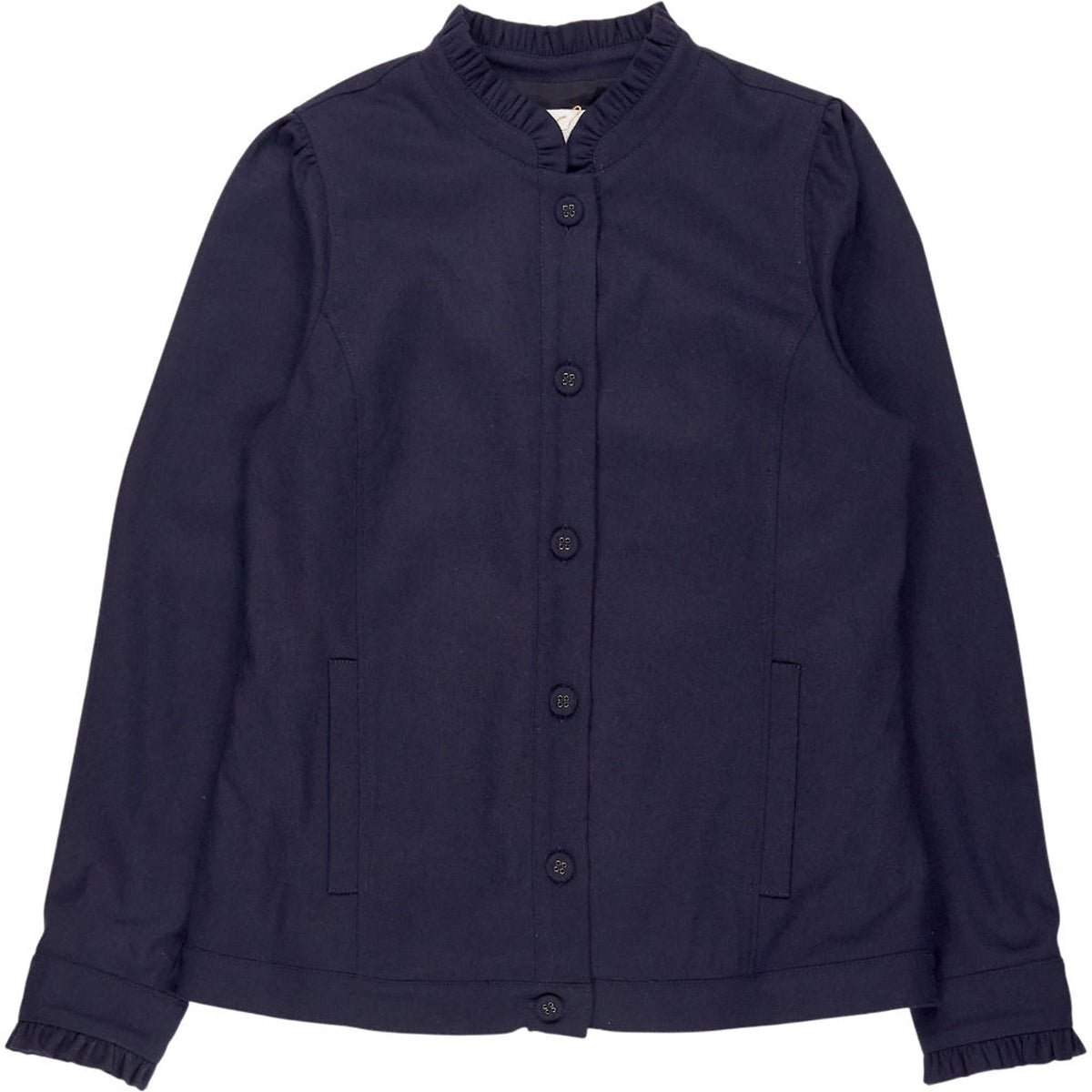 Wyse Navy Ruffle Collar Jacket
