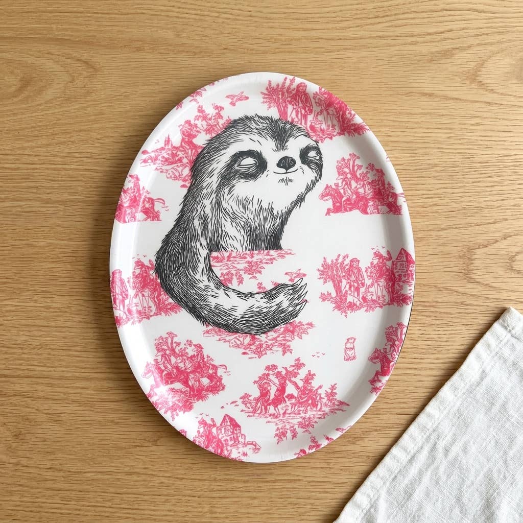 'Sloth sleeping' - Toile pattern Tray